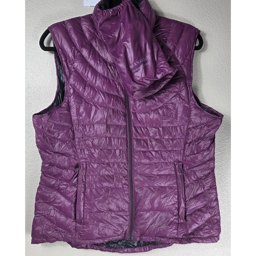 Bernardo Packable Down Vest Women's Large Purple 90% Down Lightweight Puffer